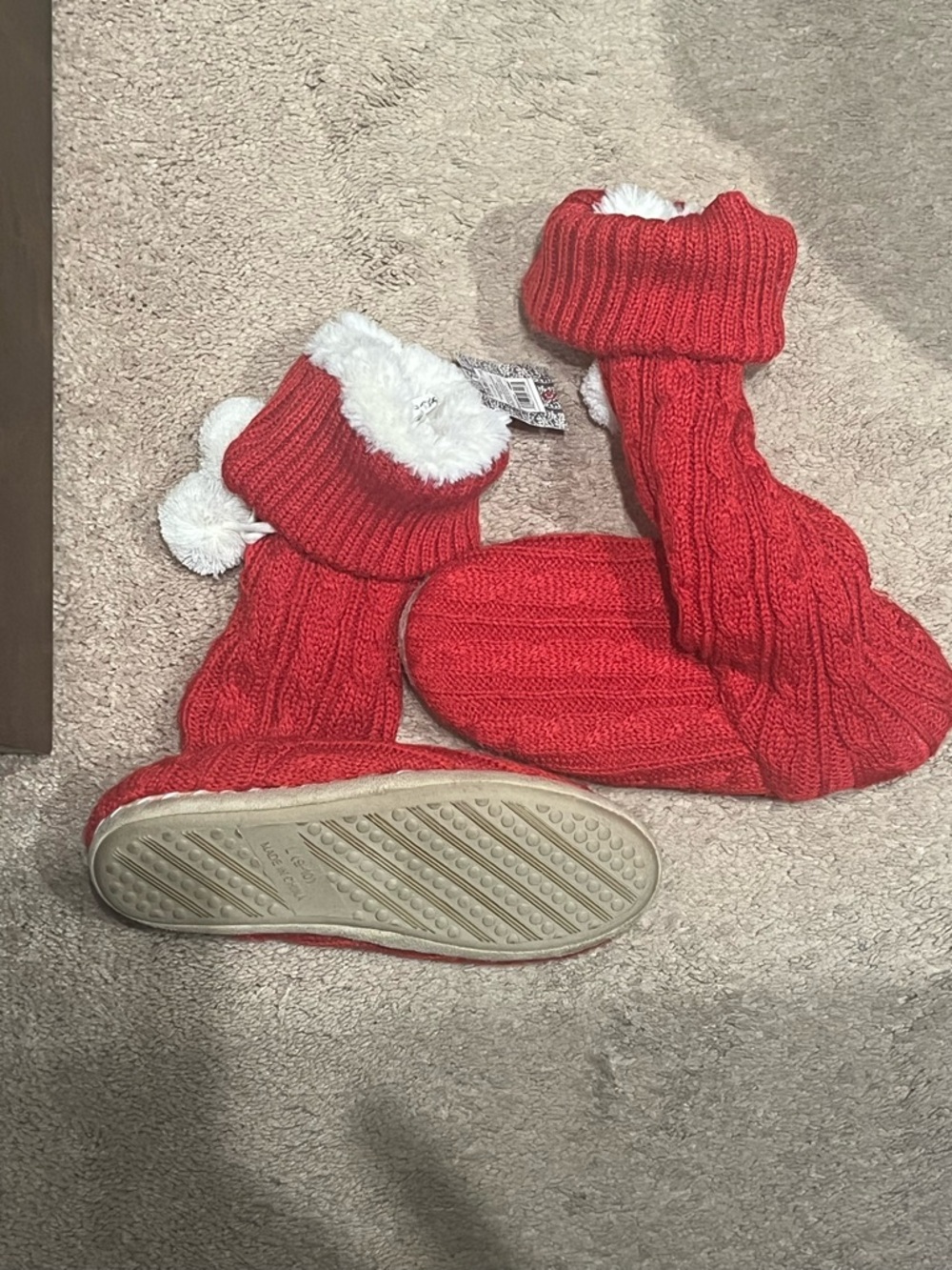 Target Red Knit Fuzzy-Lined Boot Slippers